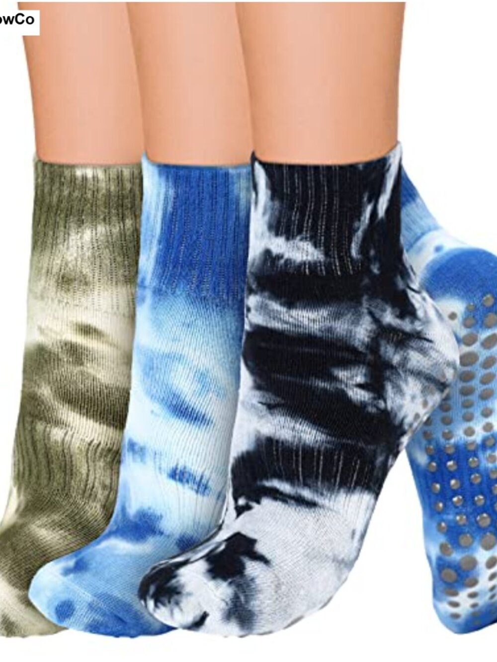 3 Pairs Non Slip Cotton Grip Socks for Pilates & Yoga Women Crew